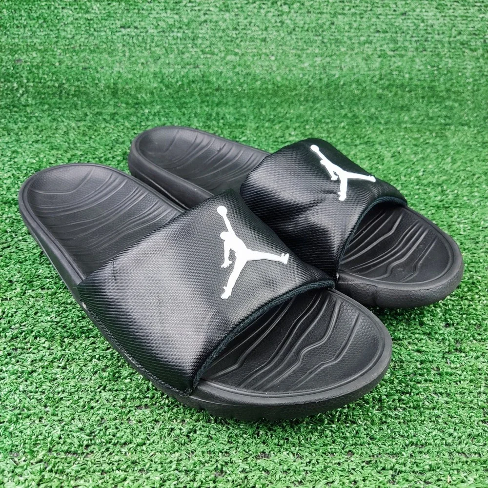 Jordan Slides Men 14 Black Break Slide Sandals AR6374-010 Athletic Flip Flops